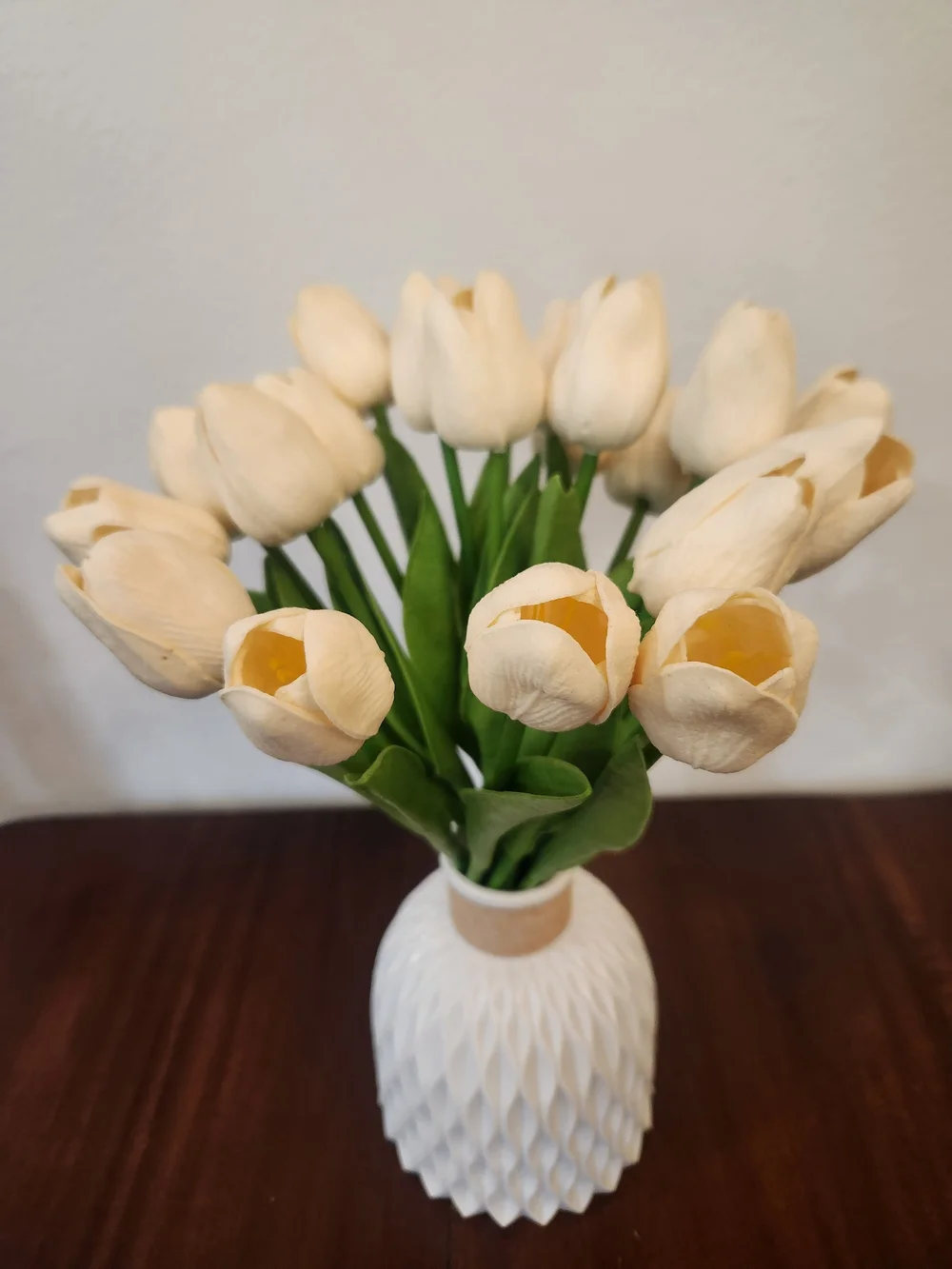 Cream Artificial Tulip Bouquet (White Vase Not Included)